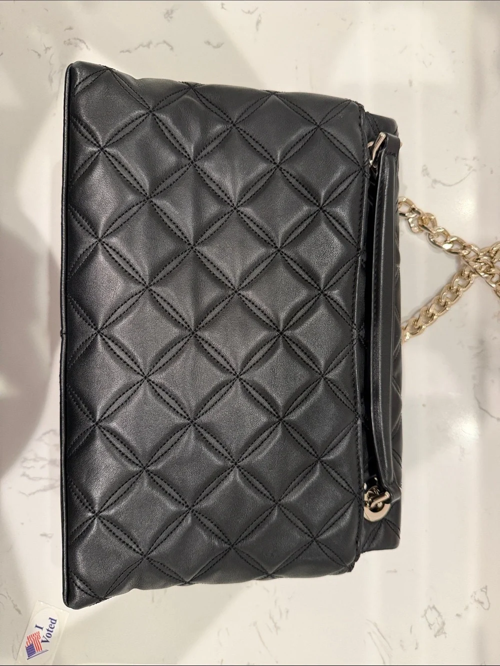 kate spade Medium Black Flap Quilted Shoulder and Crossbody Bag with Gold Chain
